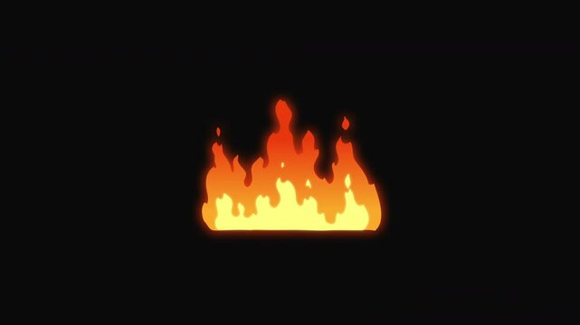 Fire Animation Effects. Fire Emoji Animated on a Transparent Background. 2d FX FIRE Elements on black background. Cartoon fire effects animation.