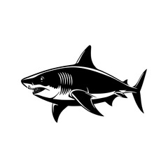 Obraz premium Vintage shark vector illustration black and white engraving style