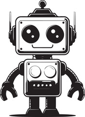 Fototapeta premium minimalist robot silhouettes in black on white background