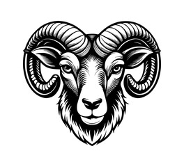Vintage ram head engraving style vector illustration