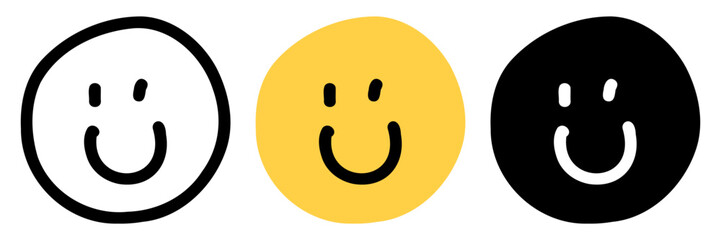 Hand-drawn smiley face icon set