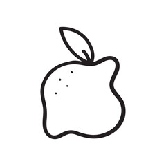 Little lemon. Outline icon. Fruit design. Hand drawn illustration on white background.