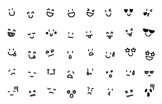 Hand-drawn emotional expression icon set (monochrome)
