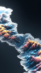 Fractured Topography: Abstract Landscape with Vibrant Contours
