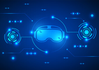 VR electric circuit background. augmented virtual concept. Design for metaverse, digital marketing, UI design, game interfaces and cyberpunk.