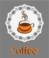 Coffee logo with heart frame