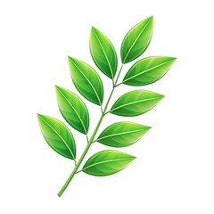 Fototapeta premium Vibrant Green Sprig: Botanical Illustration of Leaves