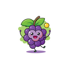 Funny doodle fruit cartoon with cute expression