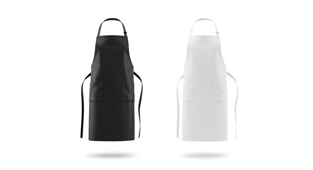 Black and White Aprons Mockup for Culinary Branding and Design