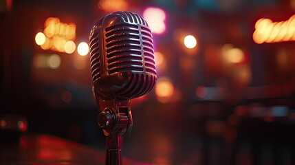 Vintage Microphone in a Nightclub Setting