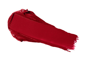 Red lipstick swatch isolated on transparent background. Red lipstick swatch for beauty product...