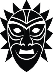 Silhouette of Indian Tribal Mask with Bold Ethnic Features