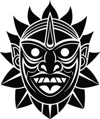 Silhouette of Indian Ceremonial Mask with Tribal Elements