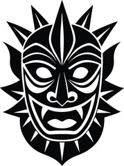 Bold Tribal Indian Mask Vector in Silhouette Form