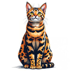 Bengal Cat cartoon vector illustration isolated