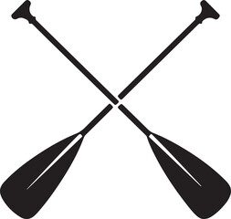 Two boat paddles or canoe oars flat vector icon for nautical apps and websites