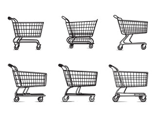 shopping cart clear vision simple line art