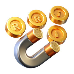 Magnet Attracting Golden Registered Trademark and Information Coins