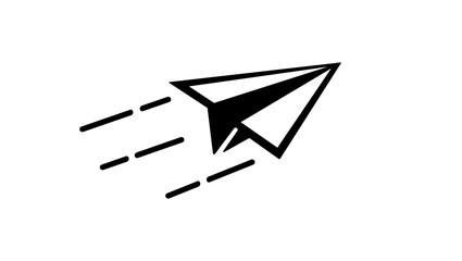 Paper Plane symbol , black isolated silhouette