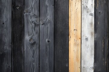 Fototapeta premium Wooden Planks Painted in Varied Colors, Textural Wood Surface with Grain Patterns