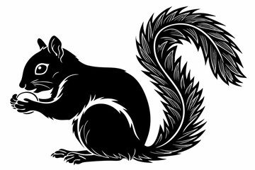 squirrel sihouette black vector