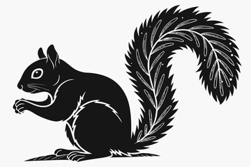 squirrel sihouette black vector