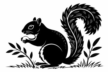 squirrel sihouette black vector