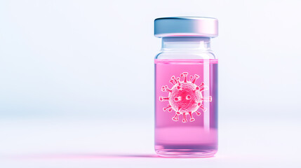 a medical vial with a silver cap is positioned against a clean, pale background