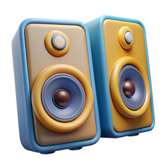 Pair of Retro Style Speakers in Blue and Yellow
