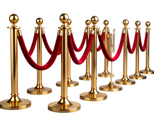 VIP Velvet Rope and Gold Posts  Transparent Background