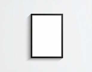 Minimalist black frame mockup on a textured white wall casting a soft shadow