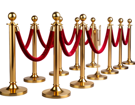 VIP Velvet Rope and Gold Posts  Transparent Background