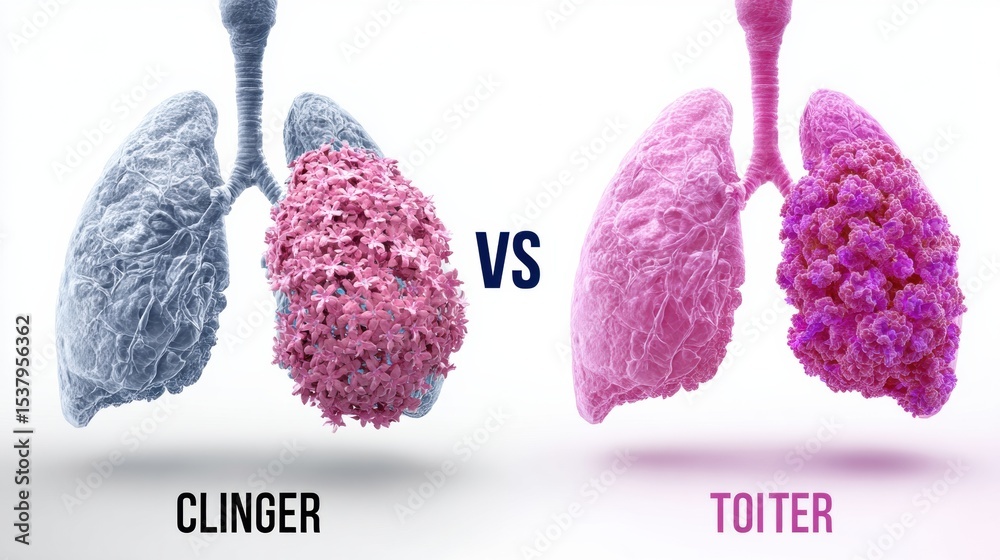 Poster Visual Comparison of Healthy Lung Structure Versus Cancerous Lung Tissue Highlighting Significant Differences in Texture and Coloration