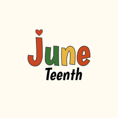 Colorful Juneteenth typography vector icon with African theme, celebrating Black freedom, emancipation, equality, and African American pride and heritage