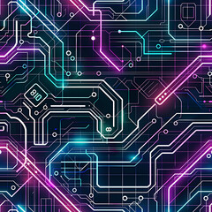 A Futuristic Neon Circuit Pattern