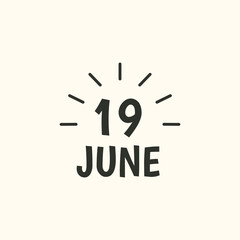 Juneteenth 19 June typography vector icon with minimalist design, symbolizing emancipation, Black freedom, African American history, and justice awareness