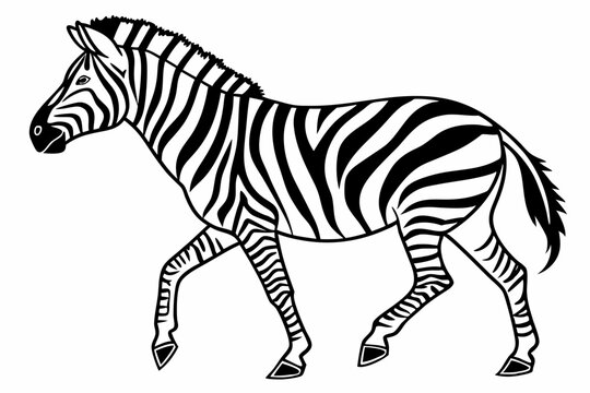 black and white zebra walking clip art preview