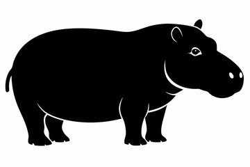 hippopotamus sihouette black vector