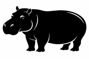 hippopotamus sihouette black vector