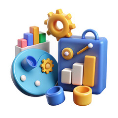 Colorful 3D Render of Business Data and Process