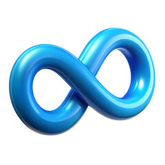 Glossy blue infinity symbol on black background representing limitless possibilities and concepts