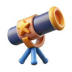 Cartoon 3D Render of a Childrens Telescope playful