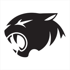 Sabertooth Tiger Head Silhouette Vector Black and White