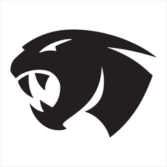 Sabertooth Tiger Head Silhouette Vector Black and White