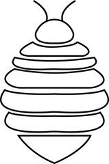 Bee icon black outline design. Flying insect with striped body and wings vector illustration. Honeybee symbol for pollination and wildlife representation. Nature, apiary and environmental pictogram.