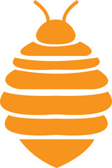 Bee icon in yellow flat design. Flying insect with striped body and wings vector illustration. Honeybee symbol for pollination and wildlife representation. Nature, apiary and environmental pictogram.