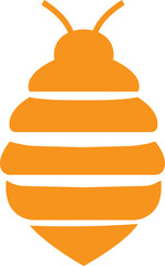 Bee icon in yellow flat design. Flying insect with striped body and wings vector illustration. Honeybee symbol for pollination and wildlife representation. Nature, apiary and environmental pictogram.