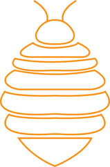 Bee icon yellow outline design. Flying insect with striped body and wings vector illustration. Honeybee symbol for pollination and wildlife representation. Nature, apiary and environmental pictogram.