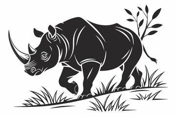rhinoceros sihouette black vector