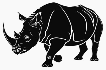 rhinoceros sihouette black vector